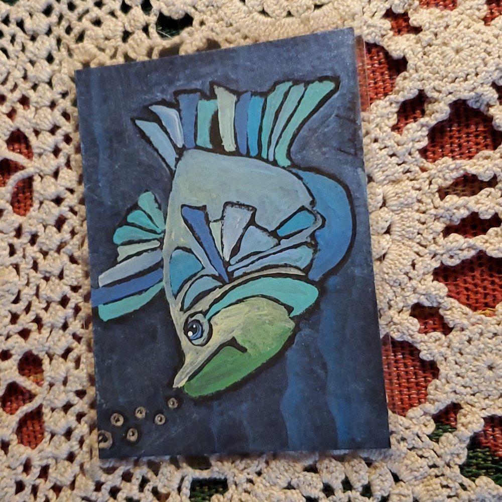 Authentic Mini Fish Painting"Bubble's" - Picture 3 of 13